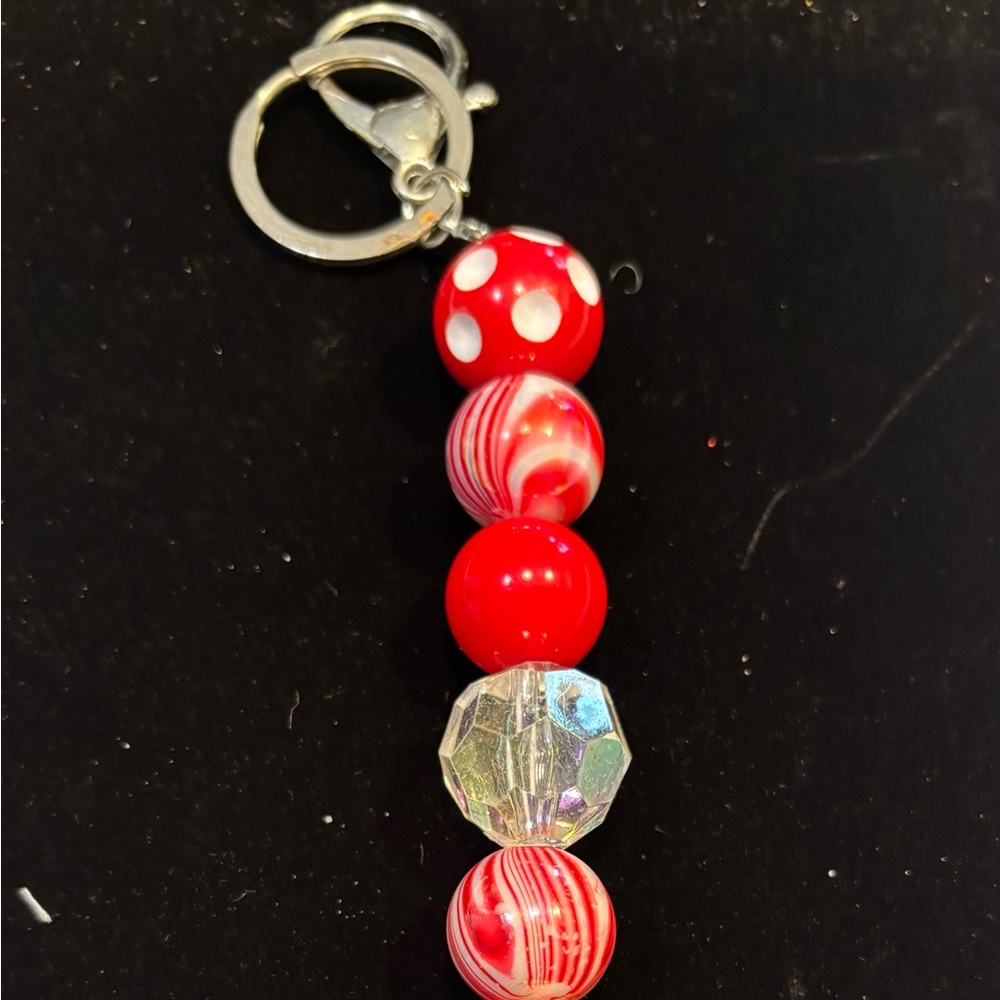 Elegant Red and clear beaded keychain/purse charm